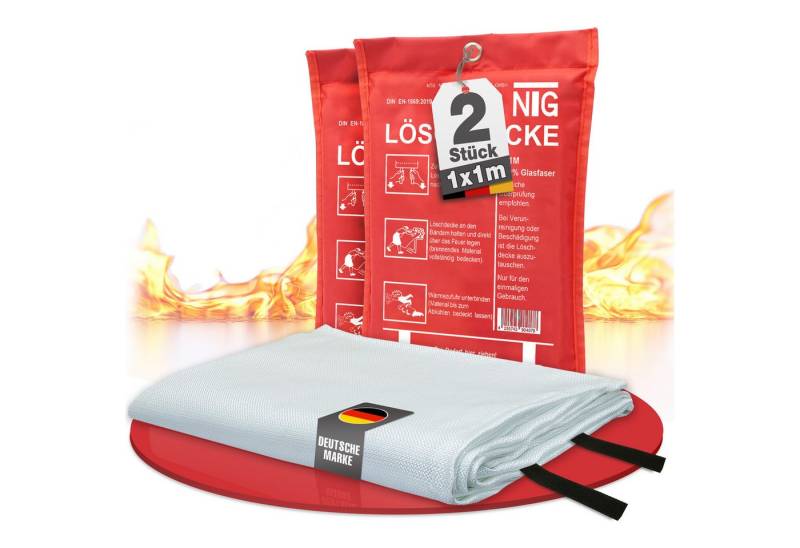 NTG Nutzfahrzeug Technik GmbH Löschdecke 1m² NTG Feuerlöschdecke Fiberglas Brandschutzdecke DIN EN1869, 100x100 cm, (2-St), Brandschutzdecke 1x1m von NTG Nutzfahrzeug Technik GmbH