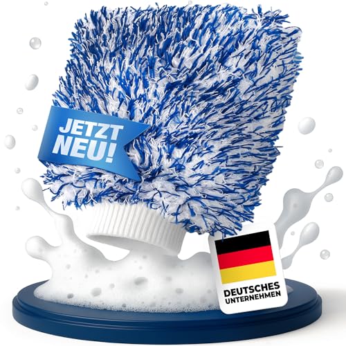 NTG Autowaschhandschuh Mikrofaser 25×18 cm – Ultraweich & extrem saugstark – 2-Seiten Auto-Reinigungshandschuh für Lack, Glas & Felgen mit sicherem Sitz entfernt Insekten (1x Waschhandschuh) von NTG