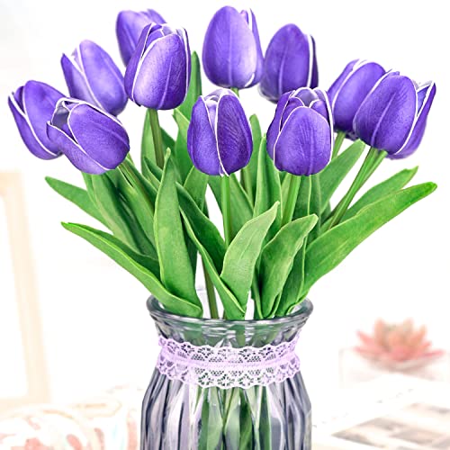 NTGRTY Künstliche Tulpen, 12 STK Gefälschte Tulpen, Latex Künstliche Tulpen, Gefälschte Blumen Blumenstrauß für Hochzeitszimmer Home Hotel Party Dekoration von NTGRTY