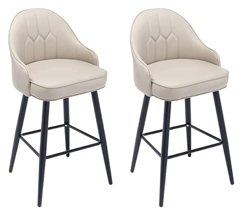 Barhocker Ergonomische Barhocker Set mit 2 robusten, stabilen schwarzen Chromrahmen gepolsterter Sitz 26 Zoll Höhe PU-Leder Barhocker mit Rückenmöbel von NTIYOU