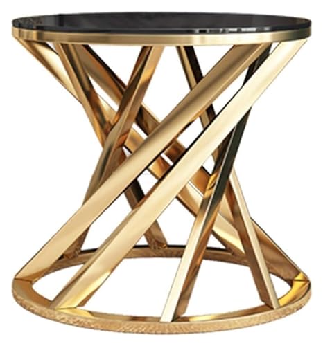 Beistelltische, nordischer Couchtisch, schwarz, gehärtetes Glas, Nachttisch, Couchtisch, Beistelltisch für Wohnzimmer, Schlafzimmer, goldfarbener Metallrahmen von NTIYOU
