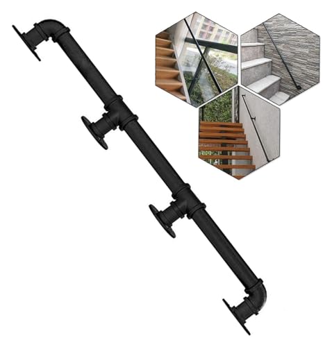 Handläufe Handgeländer für Treppen Wandmontage Schmiedeeisen Handlauf Haltegriff Kit Geländer für Kindergarten Loft Garage 200 kg Kapazität Wandhalterung (Größe: 2,7 m) von NTIYOU