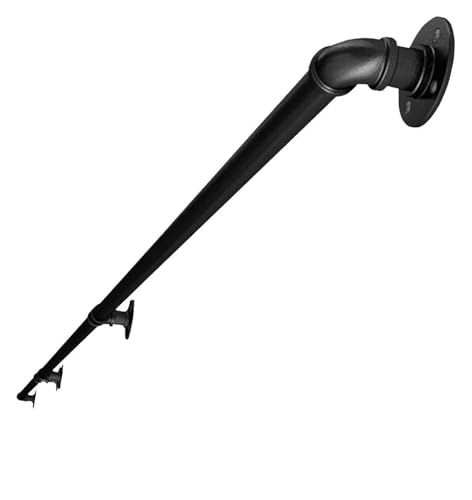 Handläufe Treppengeländer Schmiedeeisen Sicherheit Garage Treppengeländer Geländer mit Wandhalterung für Innen- und Außenbereich, satinschwarze Wandhalterung (Größe: 4,6 m) von NTIYOU