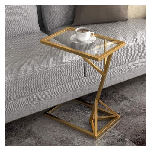 NTIYOU Beistelltische, moderner Sofa-Beistelltisch, Freizeit-Couchtisch für Wohnzimmer, Tischplatte aus gehärtetem Glas und goldfarbenem Rahmen von NTIYOU