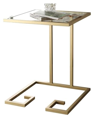 NTIYOU Beistelltische, quadratischer Couchtisch, Sofa, Cocktailtisch, Beistelltisch, Tischplatte aus gehärtetem Glas, Metallrahmen, leicht zu reinigen, 45 x 45 x 60 cm von NTIYOU