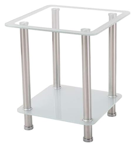 NTIYOU Beistelltische aus Glas, Nachttisch, 2-stöckiger kleiner Couchtisch, quadratischer Sofa-End-/Beistelltische für Wohnzimmermöbel (Farbe: #1) von NTIYOU