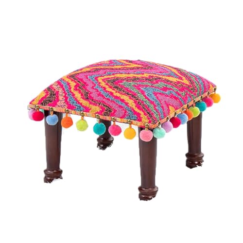 NTIYOU Fußhocker Massivholz Quadratisch Hocker Hocker Sofa Stuhl Veranda Schuhwickelhocker Ethno-Stil Biber Niedriger Hocker Kreativer Hocker Lounge von NTIYOU