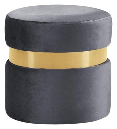 NTIYOU Fußhocker mit Holzstütze, gepolsterter Fußhocker, Ottomane, Pouffe, Stuhl, Sofa-Hocker, Stoffbezug, abnehmbarer Flanell-Optik, Grau von NTIYOU