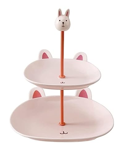 NTIYOU Obstschalen Doppel-Schicht Obst Platte Persönlichkeit Regal Kreative Multi-Schicht Dessert Tisch Display Stand Dessert Gebäck Obst(Pink) von NTIYOU