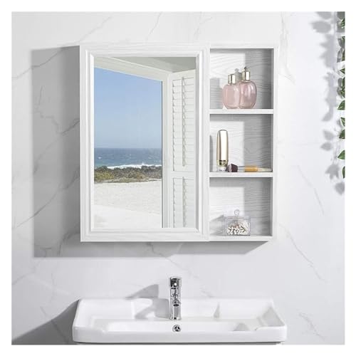Wandspiegel Großer Aufbewahrungsschrank für Badezimmer, Rasierspiegel mit einer Tür, Wandspiegel mit Innenablage für Diele, Schlafzimmerschrank, Weiß (60 x 12,5 x 70 cm) von NTIYOU