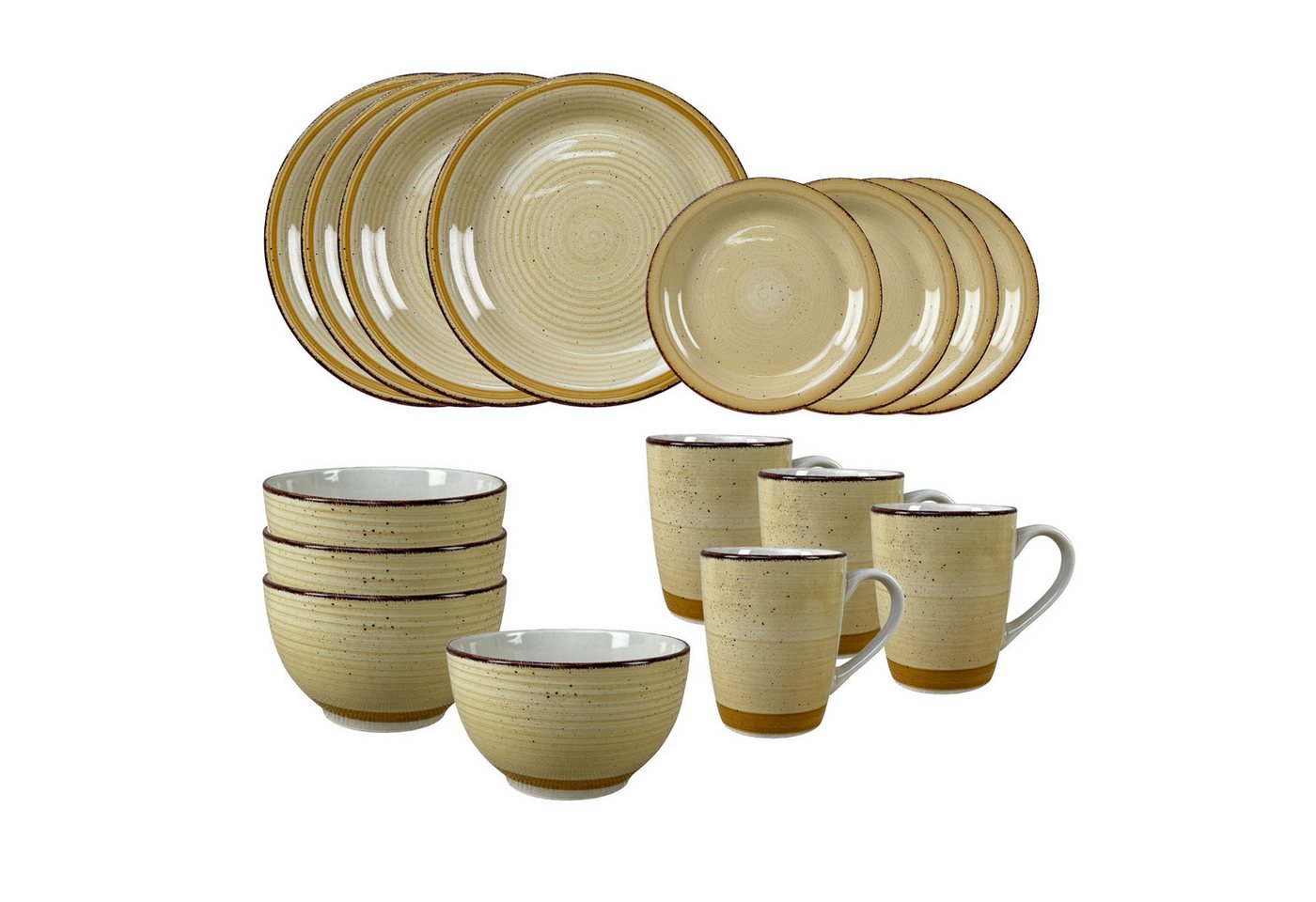 NTK-Collection Frühstücks-Geschirrset Geschirrset 16-teilig beige Antonia (16-tlg), 4 Personen, Keramik, Tafelservice Frühstücksset von NTK-Collection