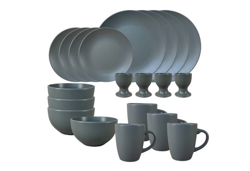 NTK-Collection Frühstücks-Geschirrset Geschirrset 20-teilig Grau Antonia (20-tlg), 4 Personen, Keramik, Frühstücksset für 4 Personen von NTK-Collection