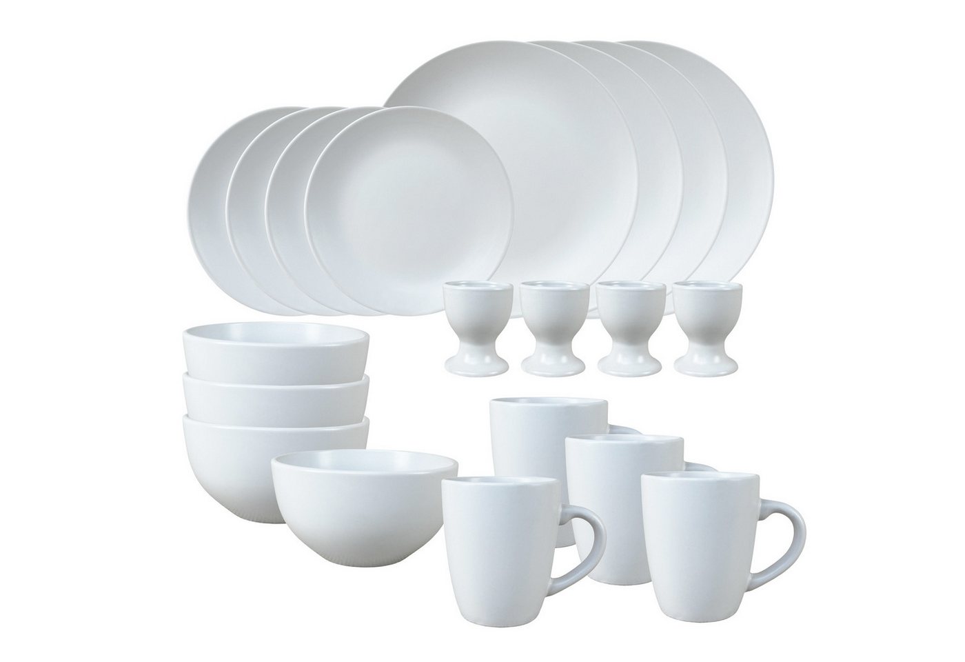 NTK-Collection Frühstücks-Geschirrset Geschirrset 20-teilig Weiß Antonia (20-tlg), 4 Personen, Keramik, Tafelservice Frühstücksset von NTK-Collection