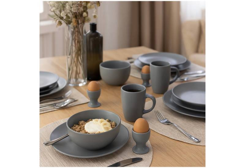 NTK-Collection Frühstücks-Geschirrset Tafelservice für 4 Personen Grau (20-tlg), Keramik, Frühstücksset Geschirrset von NTK-Collection