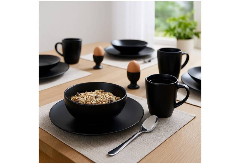 NTK-Collection Frühstücks-Geschirrset Tafelservice für 4 Personen Schwarz (20-tlg), Keramik, Frühstücksset Geschirrset von NTK-Collection