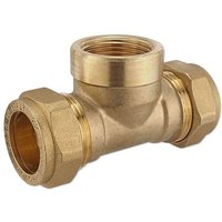 Messing-Klemm-T-Stück für Kupferrohre - 28 x 1/2'' IG x 28 mm für Heizung und Trinkwasser von NTM