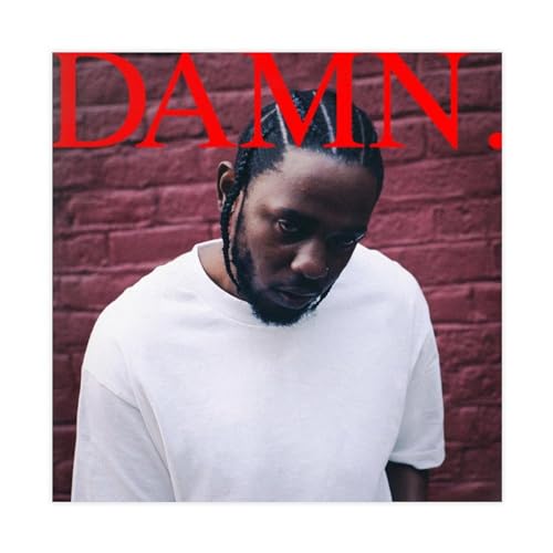 NTRECS Kendrick Lamar Poster "Damn Tracklist", Leinwandposter, Wandkunst, Dekordruck, Bild Gemälde für Wohnzimmer, Schlafzimmer, Dekoration, ungerahmt, 40 x 40 cm von NTRECS
