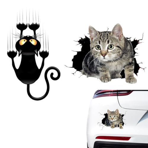 NTRUXZP 2er Set Aufkleber, 2 Stück Katze Auto AufkleberKatze Autoufkleber Sticker für Auto Motorrad Wand Laptop Möbel Pfotensticker Hundepfote selbstklebend Tür Dekorationsaufkleber von NTRUXZP