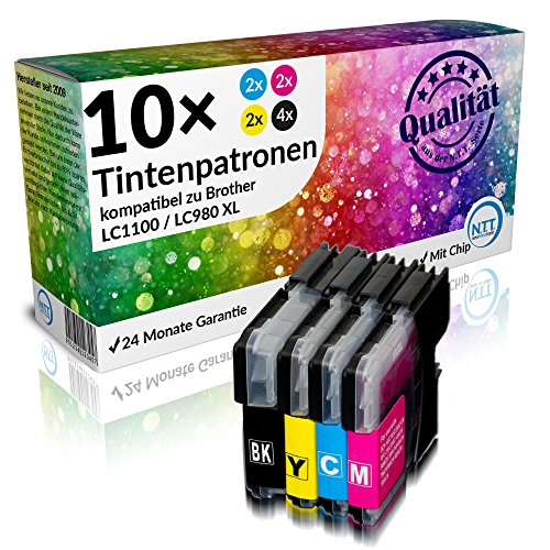 N.T.T.® - 10 STÜCK XL Druckerpatronen, (4x schwarz & je 2x cyan magenta yellow) von NTT