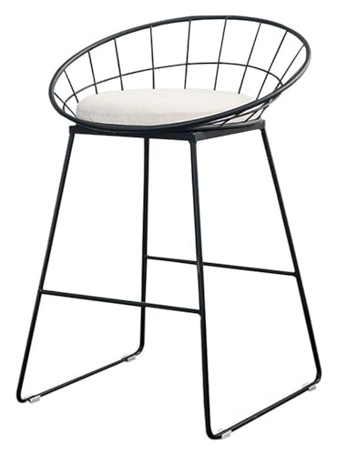 Barhocker Barstuhl, schmiedeeiserner Hocker, moderner, minimalistischer Barhocker mit Fußstütze und ergonomischen Sitzen for Bistro-Pub-Theke, Küche (29,5 Zoll hoch) Style (Color : Noir) von NTTNL