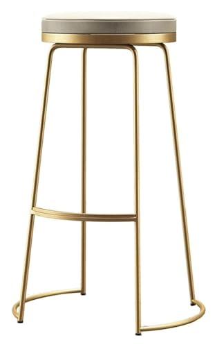 Barhocker Hohe Hocker Schmiedeeiserner Barhocker, atmungsaktiver Barhocker aus PU-Lederkissen, Moderne Barstühle mit starken Stahlbeinen Style (Color : Gold, Size : 45CM) von NTTNL