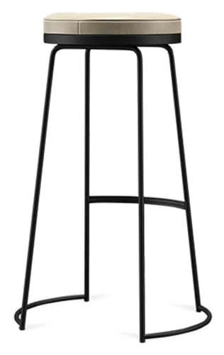 Barhocker Hohe Hocker Schmiedeeiserner Barhocker, atmungsaktiver Barhocker aus PU-Lederkissen, Moderne Barstühle mit starken Stahlbeinen Style (Color : Noir, Size : 45CM) von NTTNL
