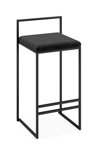 Barhocker Moderne Flanell-Barhocker, gepolsterte Sitzstühle, quadratischer Esszimmerstuhl mit Fußstütze, maximale Belastung 200 kg (schwarz oder grau) Style (Color : Noir, Size : Height 66cm) von NTTNL
