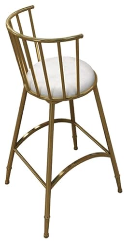NTTNL Barhocker Barhocker Höhe Pub Hocker Stühle mit Rückenlehne Metallbeine gepolsterter Sitz Moderne einfache armlose Hocker Home Kitchen Style (Color : Gold) von NTTNL