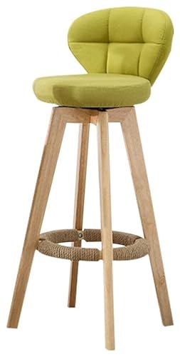 NTTNL Barhocker Drehbare Holz-Barhocker, einfacher Frühstücks-Esshocker, Thekenstühle, gepolsterter Sitz, Hanfseil for Milchtee-Shop-Café Style (Color : Green) von NTTNL