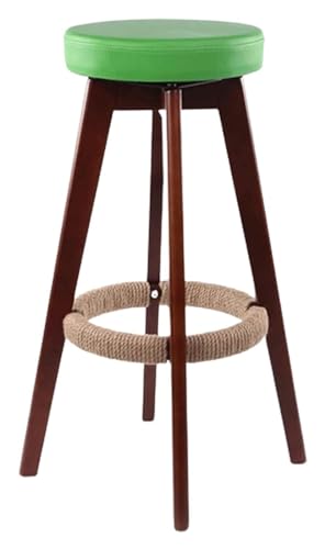 NTTNL Barhocker Massiver Barhocker aus Holz, um 360 Grad drehbarer Barhocker, Stuhl mit handgefertigtem Hanfseil, ergonomischer Sitz mit stabilen Hockerbeinen Style (Color : A) von NTTNL