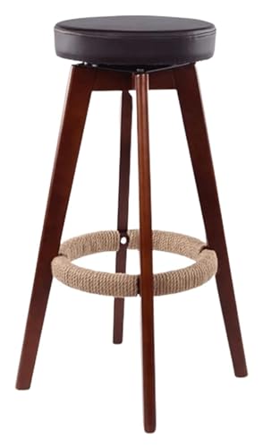 NTTNL Barhocker Massiver Barhocker aus Holz, um 360 Grad drehbarer Barhocker, Stuhl mit handgefertigtem Hanfseil, ergonomischer Sitz mit stabilen Hockerbeinen Style (Color : C) von NTTNL
