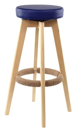 NTTNL Barhocker Massiver Barhocker aus Holz, um 360 Grad drehbarer Barhocker, Stuhl mit handgefertigtem Hanfseil, ergonomischer Sitz mit stabilen Hockerbeinen Style (Color : F) von NTTNL