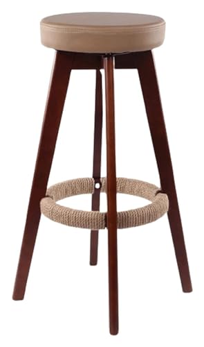 NTTNL Barhocker Massiver Barhocker aus Holz, um 360 Grad drehbarer Barhocker, Stuhl mit handgefertigtem Hanfseil, ergonomischer Sitz mit stabilen Hockerbeinen Style (Color : G) von NTTNL