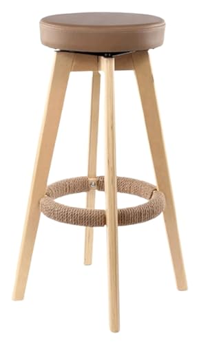 NTTNL Barhocker Massiver Barhocker aus Holz, um 360 Grad drehbarer Barhocker, Stuhl mit handgefertigtem Hanfseil, ergonomischer Sitz mit stabilen Hockerbeinen Style (Color : H) von NTTNL