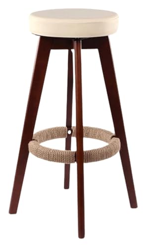 NTTNL Barhocker Massiver Barhocker aus Holz, um 360 Grad drehbarer Barhocker, Stuhl mit handgefertigtem Hanfseil, ergonomischer Sitz mit stabilen Hockerbeinen Style (Color : I) von NTTNL