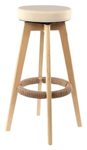 NTTNL Barhocker Massiver Barhocker aus Holz, um 360 Grad drehbarer Barhocker, Stuhl mit handgefertigtem Hanfseil, ergonomischer Sitz mit stabilen Hockerbeinen Style (Color : J) von NTTNL