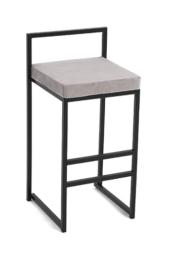 NTTNL Barhocker Moderne Flanell-Barhocker, gepolsterte Sitzstühle, quadratischer Esszimmerstuhl mit Fußstütze, maximale Belastung 200 kg (schwarz oder grau) Style (Color : Gris, Size : Height 76cm) von NTTNL