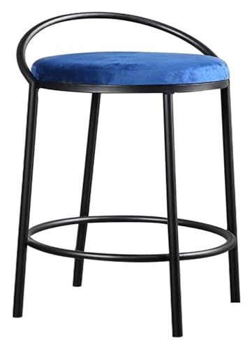 NTTNL Barhocker Moderner, minimalistischer Barstuhl aus Schmiedeeisen, hohe Hocker, Barhocker for Zuhause, Frühstück, Bar, Theke, Küche, Sitzhöhe: 65 cm Style (Color : Blue) von NTTNL