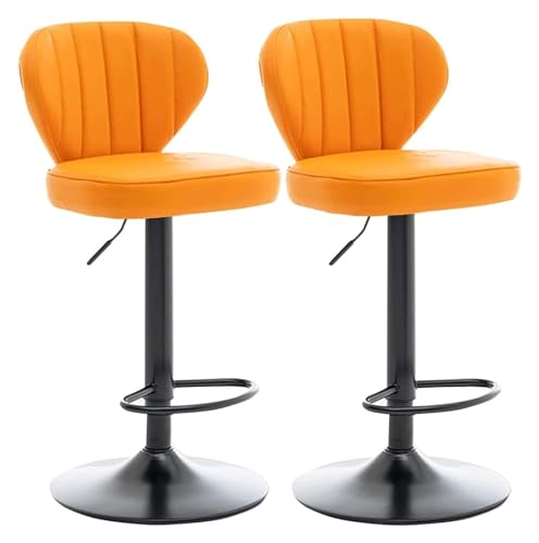 NTTNL Barhocker Set aus 2 Drehstühlen, Barstühlen aus PU-Leder mit Metallbeinen, höhenverstellbaren Barhockern, Küchenhockern im minimalistischen Stil, Style (Color : A) von NTTNL