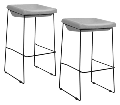 NTTNL Barhocker Set mit 2 Barhockern, atmungsaktiven Stoffmatten-Barhockern mit Fußstütze, verschleißfesten Stühlen aus Eisenmetallmaterial Style von NTTNL