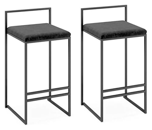 NTTNL Barhocker Stuhl, moderner hoher Barhocker, Barhocker, weiches Kissen, Theken-Frühstücksstühle mit Fußstütze, Sitzhöhe 65/75 cm, Schwarz Style (Size : Height 65cm) von NTTNL