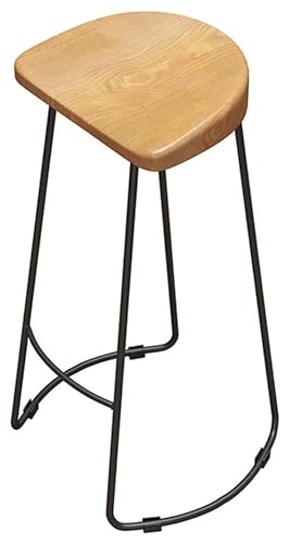 NTTNL Barhocker Thekenhocker Stuhl Metall Holzsitz mit Fußstütze for Küche Pub Café Max. Belastung 150 kg Style (Size : Height 65cm(25.6inch)) von NTTNL