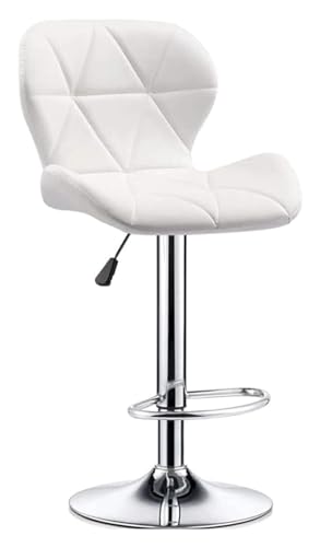 NTTNL Barhocker Um 360° drehbarer Barhocker, höhenverstellbarer pneumatischer Pub-Stuhl, drehbarer Barhocker aus Kunstleder, leicht zu reinigender Sitz Style (Color : White-) von NTTNL