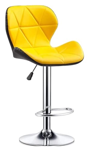 NTTNL Barhocker Um 360° drehbarer Barhocker, höhenverstellbarer pneumatischer Pub-Stuhl, drehbarer Barhocker aus Kunstleder, leicht zu reinigender Sitz Style (Color : Yellow-) von NTTNL