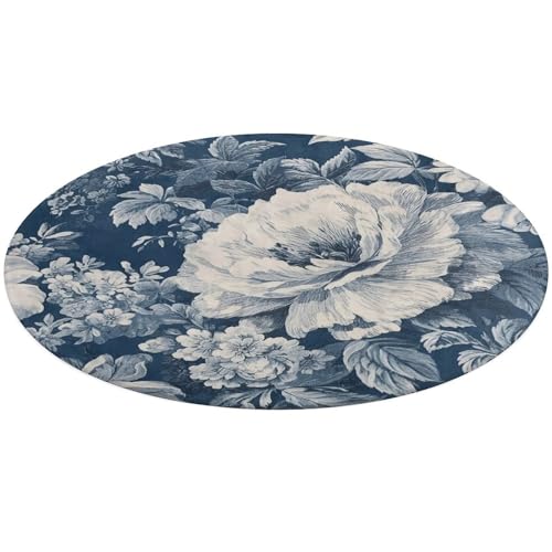 NTVOWPZO Badematten für Badezimmer, rutschfeste, waschbare Unterlage, blauer Blumendruck, Bodenschutz, Teppich, Küchenteppich, Innenfußmatte, wasserabsorbierende Teppiche für Zuhause, Eingang, von NTVOWPZO