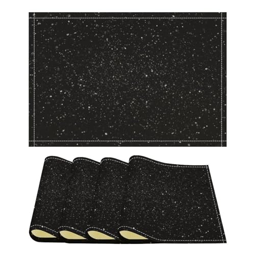 Tischsets 4er Set Abwaschbar Hitzebeständig Platzsets Schwarz Glitzer Esstisch Matten Abwischbar Tischset für Küche Esstisch Dekoration Indoor Outdoor Tischsets 4er Set Abwaschbar Hitzebeständig Platzsets Schwarz Glitzer Esstisch Matten Abwischbar Tischset für Küche Esstisch Dekoration Indoor Outdoor von NTVOWPZO