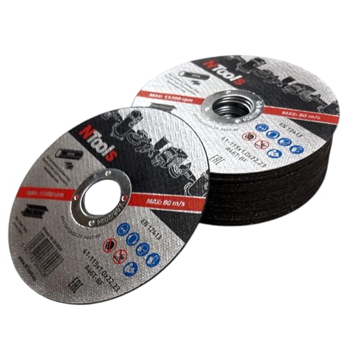 NTools SDC - Trennscheiben 115 x 1,0 x 22,23 mm, 25 Stück | Dünne und langlebige Trennscheiben zum Schneiden von Metall, Stahl und Edelstahl (Inox), passend für Winkelschleifer von NTools