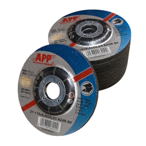 NTools SDSS – Schleifbockscheibe 115 x 6,4 x 22,23 mm zum Schleifen von Stahl | Schleifscheiben für handgeführte Winkelschleifer | FEPA-Form 27 (abgesenkte Mitte), 6,4 mm dick | 5 Stück von NTools