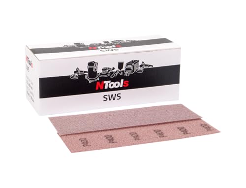 NTools SWS - Netz-Schleifstreifen 70 x 200 mm mit P320 Körnung | 50 Stück Schleifgitter 200mm | Schleifnetz 420mm für Handschleifer mit Absaugung und Handschleifblock von NTools