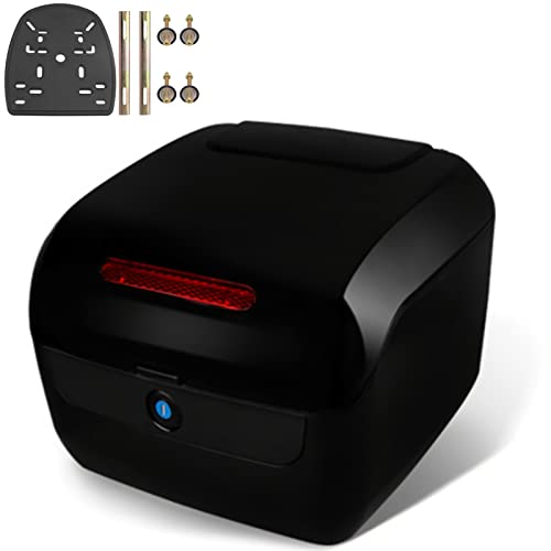 Motorrad Kofferraum Heckbox Helm GepäCkaufbewahrung Top Case Wasserdicht Schlagfest AbschließBare Universelle Harte Motorrad Top Box mit SchlüSseln und Platte ,B,9*13*13inch von NUACOS